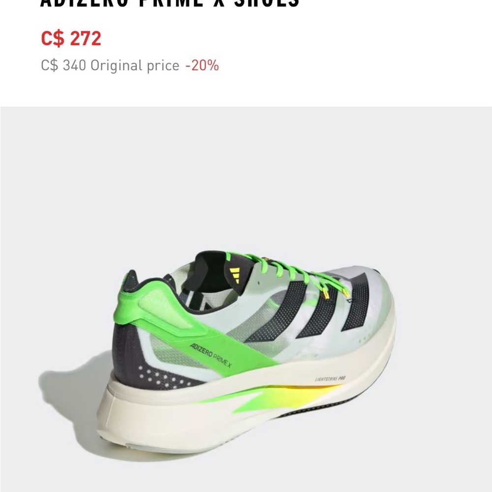 Adidas Adizero Green and Black Running Shoes size 8